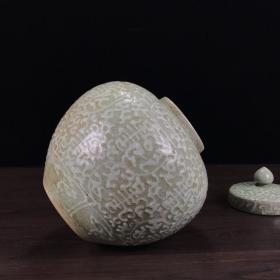 老窑影青釉罐，纯手工拉坯，栩栩如生，全品如图