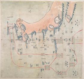 古地图1730 昌石水师营内外洋舆图 清雍正8年后。纸本大小54.86*58.12厘米。宣纸原色仿真。微喷