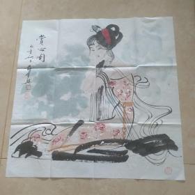 赏心图 薛林兴美女国画 69*69 cm 包手绘