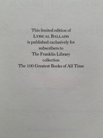 Franklin library真皮限量本：Lyrical Ballads 《华兹华斯&柯勒律治抒情诗选》 世界永恒经典100本名著系列丛书