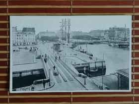 百年前欧洲古代建筑桥梁河湾风景明信片，摄影版，一百多年至今保存完好，非常难得。
