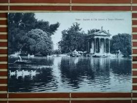 百年前欧洲古代建筑艺术湖水风景明信片，黑白摄影版，一百多年至今保存完好，非常难得