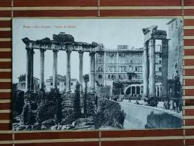 百年前欧洲古代神庙建筑艺术风景明信片，黑白摄影版，一百多年至今保存完好，非常难得