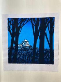 近代日本版画 《HIMEJI CASTLE》 克里夫顿卡尔胡 编号31/100  1979年创作 收藏佳品！