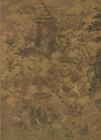 宋 马麟 三官出巡图 50x69.2cm 绢本 1:1高清国画复制品