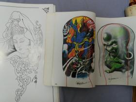 乾坤典藏:纹身经典手稿集NO.1《超大画册》+TATTOO【壹】2本售  内页无字迹勾画品好