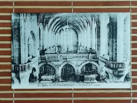 百年前欧洲教堂内景建筑艺术风景明信片，黑白摄影版，一百多年至今保存完好，非常难得
