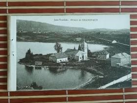 百年前欧洲山区河流风景建筑艺术明信片，黑白摄影版，一百多年至今保存完好，非常难得