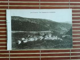 百年前欧洲山区桥梁建筑风景明信片，黑白摄影版，一百多年至今保存完好，非常难得