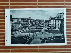 百年前欧洲城市古代建筑广场风景明信片，黑白摄影版，一百多年至今保存完好，非常难得。