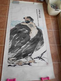 中国美协会员、省美协理事【陈永康，国画“达摩渡江图”】尺寸：135×68cm