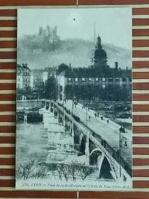 百年前欧洲桥建筑艺术风景明信片，黑白摄影版，一百多年至今保存完好，非常难得