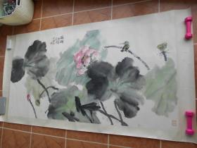 中国画研究院理事【闫西京，国画“荷韵”】尺寸：136×69cm