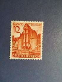 外国邮票  德国邮票 1939年 但泽回归邮票 玛利亚教堂（无邮戳新票)