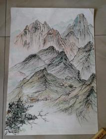 国画原画山水作品一幅65x45cm