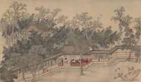 清 王云 休园图-春 54x93cm 绢本 1:1高清国画复制品 名画复制