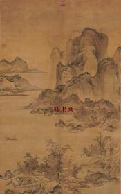 清 蓝瑛 秋山行旅图 69x110.3cm 绢本 1:1高清国画复制品 名画复制