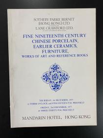 苏富比1977年12月1日香港Fine nineteenth century chinese porcelain,earlier ceramics,furniture,works of art and reference books
