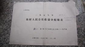 1979年农村人民公社收益分配报表