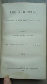 【特价】1854年- THACKERAY- THE NEWCOMES 萨克雷名著《纽卡姆一家》(《艺术家生涯》) 罕见初版 绿色3/4摩洛哥羊皮善本2册全  RICHARD DOYLE48桢蚀刻钢板画 大量文内木刻 品上佳