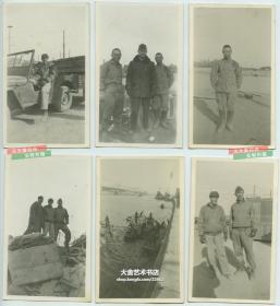 民国1945年美军接管天津后，驻扎在白河附近的美军工程兵和中国当地雇员，老照片一组6张