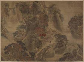 清 袁耀 蜀栈行旅图 80x108.5cm 绢本 1:1高清国画复制品