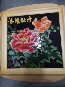 洛阳牡丹三彩瓷板装饰画12  八十年代外贸出口库存