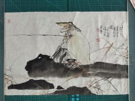 上海画院 毛国伦 人物画 双款