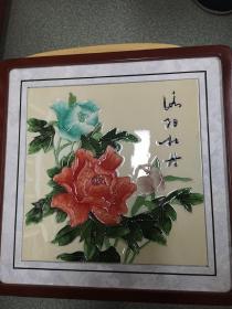 洛阳牡丹三彩瓷板装饰画10   八十年代外贸出口库存