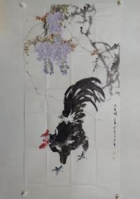 保真书画，钱学君国画《大吉图》一幅，钱学君，现为中国美术家协会会员、中国工笔画学会会员，北京中关村画院艺委会秘书长，常熟市书画院专职画家，多幅作品被美术馆、博物馆、等机构收藏。