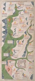 0205古地图1755-1763 大荆营水陆舆图 清乾隆20至28年间。纸本大小25.1*57.88厘米，宣纸原色仿真。微喷复制