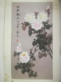 小三尺国画镜芯《四季飘香》（月季）齐禾龙印