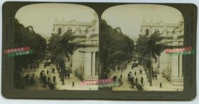 清末民国时期波凡克H.C.White立体照片公司---清代香港皇后大道（从柱廊向西北方向摄影）