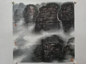 保真书画，王瑞霖山水画一幅，尺寸68×69cm，中国美协会员，中国文学出版社编审。