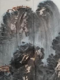 保真书画，黄埔将官，四川名家杨少全山水画《峨眉山风光》一幅，（杨少全因善画峨眉山水被世人雅称“杨峨眉”），尺寸68×45cm。