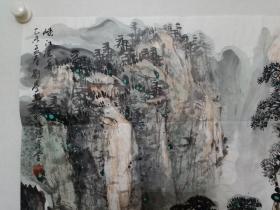 保真书画，刘学思四平尺斗方山水画《峡江泛舟》一幅，刘学思，中国书法家协会理事、中国美术家协会会员、清美珑琥艺术馆馆长。自幼随父刘炳森先生，画得到董寿平、白雪石、田世光等名师指教。