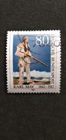 德国邮票（人物）：1987 The 75th Anniversary of the Death of Karl May, Writer作家卡尔·梅（Karl May）逝世75周年 1套1枚