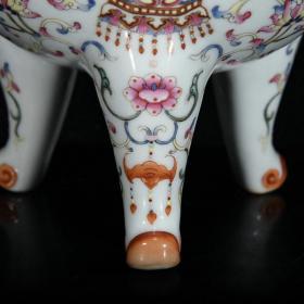 ★特价秒杀8800★精品瓷器■【★★清乾隆粉彩鎏金缠枝莲纹象耳三足香炉