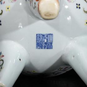★特价秒杀8800★精品瓷器■【★★清乾隆粉彩鎏金缠枝莲纹象耳三足香炉