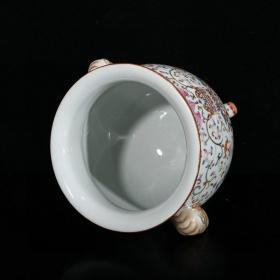 ★特价秒杀8800★精品瓷器■【★★清乾隆粉彩鎏金缠枝莲纹象耳三足香炉