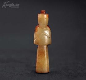 明 白玉俏色雕翁仲像