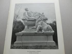 【百元包邮】《雕塑·杜塞尔多夫战争纪念馆》（Das Kriegerdenkmal in Düsseldorf） 1894年 木口木刻 木刻版画  纸张尺寸约41×28厘米 （编号M003864）