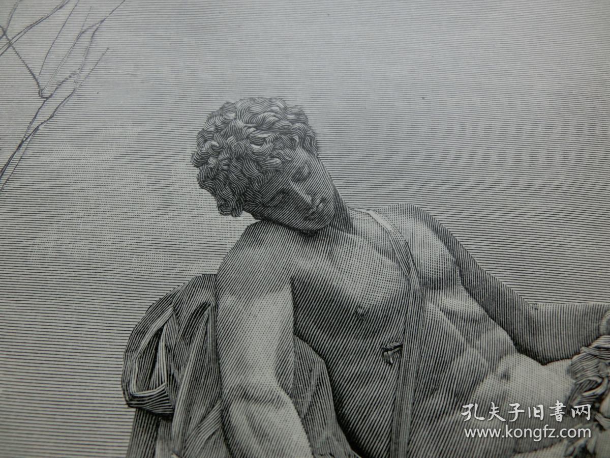 【百元包邮】《雕塑·杜塞尔多夫战争纪念馆》（Das Kriegerdenkmal in Düsseldorf） 1894年 木口木刻 木刻版画  纸张尺寸约41×28厘米 （编号M003864）