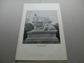 【百元包邮】《雕塑·杜塞尔多夫战争纪念馆》（Das Kriegerdenkmal in Düsseldorf） 1894年 木口木刻 木刻版画  纸张尺寸约41×28厘米 （编号M003864）