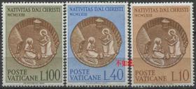 stamp-A06梵蒂冈邮票 1963年 圣诞节 巴库拉作品陶雕塑 诞生 3全新 DD