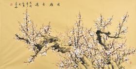 【当代名家花鸟精品】王老师擅长山水、花鸟作品被国内外收藏家和画廊广泛收藏。138 X 69CM四尺整张《清雅香远》作品，买即是大漏！gh02209.