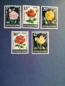 外国邮票   保加利亚邮票  1985年 花卉 5枚 （信销票)