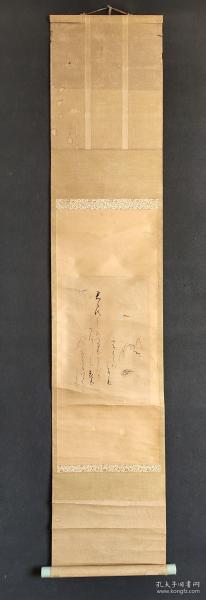 D1083：回流手绘柳树图立轴(日本回流.回流老画.老字画)