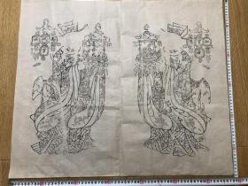 杨柳青木版年画   门神  加官进禄  万代居官（68×58）cm    王树村先生收藏古版 后期印制
