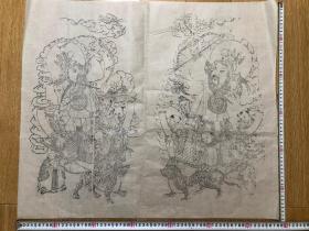 杨柳青木版年画   张仙射天狗（68×58）cm    王树村先生收藏古版 后期印制（孔网孤品）